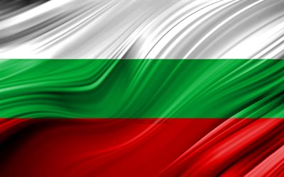 Bulgaristan, ulusal semboller, 3D bayrak, sanat 4k, Bulgaristan bayrak, Avrupa &#252;lkeleri, 3D dalgalar, Bayrak, Avrupa