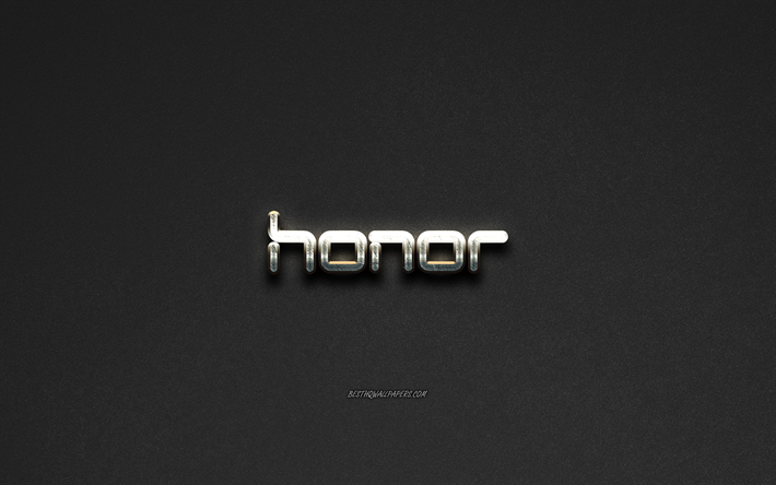 Horor logotyp, Huawei, st&#229;l logotyp, varum&#228;rken, st&#229;l art, gr&#229; sten bakgrund, kreativ konst, Horor, emblem