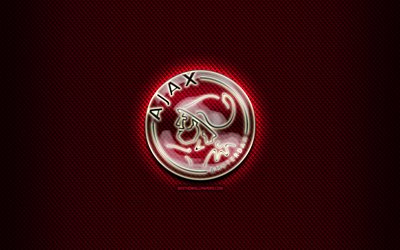AFC Ajax, cam logosu, mor eşkenar arka plan, T&#252;rk, futbol, Hollanda Futbol Kul&#252;b&#252;, Ajax logo, yaratıcı, Ajax FC, Hollanda