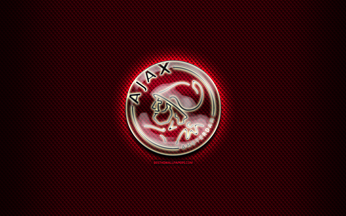 O AFC Ajax, vidro logotipo, roxo rhombic de fundo, Eredivisie, futebol, Holand&#234;s futebol clube, Logotipo do Ajax, criativo, Ajax FC, Pa&#237;ses baixos