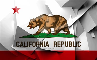 4k, la Bandera de California, el arte geom&#233;trico, american states, California, bandera, creativo, los distritos administrativos, California 3D de la bandera de Estados unidos de am&#233;rica, Am&#233;rica del Norte, estados UNIDOS