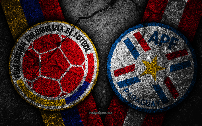 Colombia vs Paraguay, 2019 Copa Am&#233;rica, Grupo B, creativo, grunge, Copa Am&#233;rica 2019 Brasil, Colombia, Equipo Nacional, Equipo Nacional de Paraguay, la Conmebol