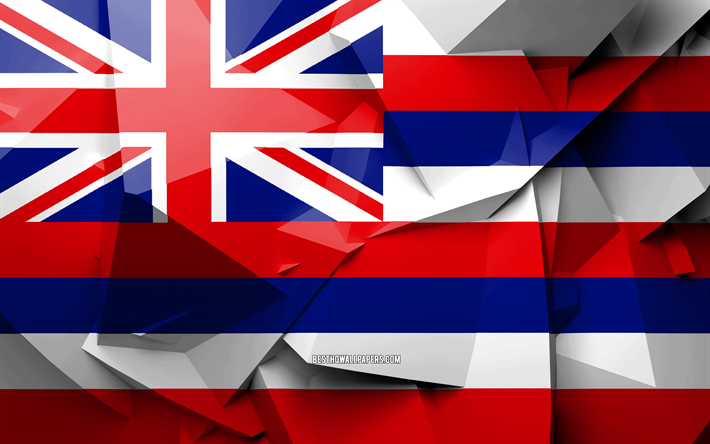 4k, Flag of Hawaii, geometric art, american states, Hawaii flag, creative, Hawaii, administrative districts, Hawaii 3D flag, United States of America, North America, USA