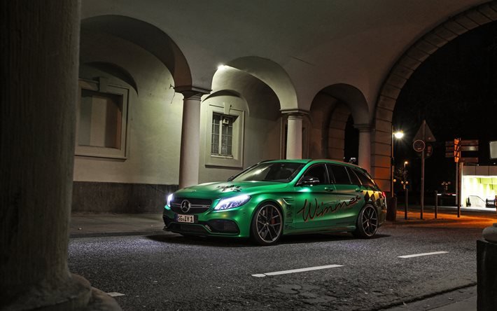 night, 2017 cars, Mercedes-AMG C63, Wimmer, tuning, C-class, Mercedes