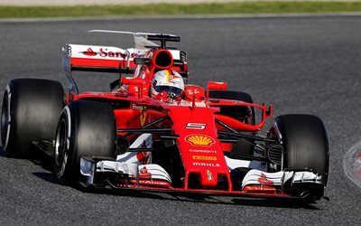 Sebastian Vettel, 4k, Ferrari SF15-T, Scuderia Ferrari, 2017 cars, Formula 1, F1