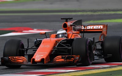 Fernando Alonso, 4k, McLaren Formula 1, 2017 cars, Formula 1, F1