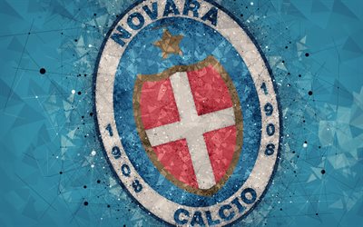 Novara FC, 4k, logo, geometric art, Serie B, blue abstract background, creative art, emblem, Italian football club, Novara, Italy, football, Novara Calcio