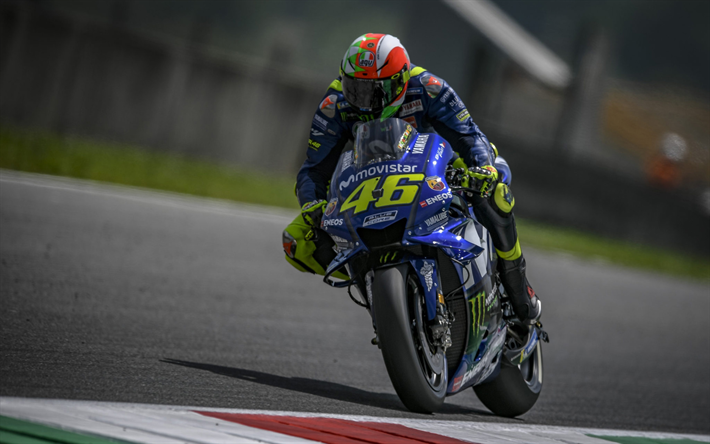 Download wallpapers Rossi, raceway, MotoGP, 2018 bikes, Yamaha YZR-M1, MotoGP stars, drawing Rossi, Movistar Yamaha Team, Rossi for free. Pictures for desktop free