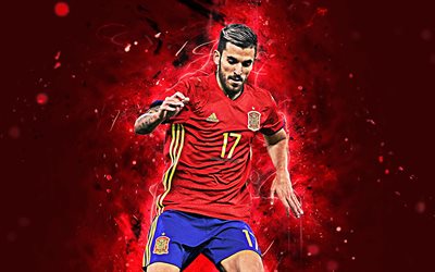 Dani Ceballos, 4k, arte astratta, Nazionale di Spagna, fan art, Ceballos, calcio, calciatori, luci al neon, squadra di calcio spagnola