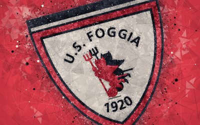 Foggia Fotboll, 4k, logotyp, geometriska art, Serie B, red abstrakt bakgrund, kreativ konst, emblem, Italiensk fotboll club, Foggia, Italien, fotboll, Foggia FC