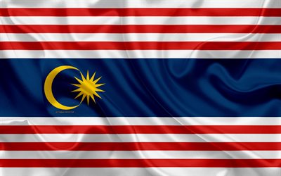 flagge von kuala lumpur, 4k, seide textur, nationale symbole, rot wei&#223; seide flagge, hauptstadt von malaysia, wappen, kuala lumpur, malaysia, asien