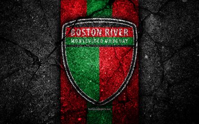 Boston River FC, 4k, emblem, Uruguay Primera Division, svart sten, asfalt konsistens, Uruguay, FC Boston River, logotyp, fotboll, CA Boston River