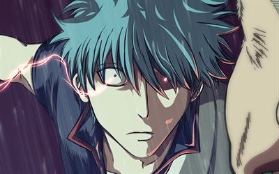 Sakata Gintoki, protagonist, close-up, samurai, manga, Gintama