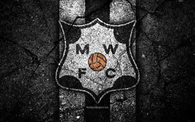 Montevideo Wanderers FC, 4k, emblema, Uruguaio Primera Divis&#227;o, pedra preta, a textura do asfalto, Uruguai, Montevid&#233;u Wanderers FC, logo, futebol, CA Montevideo Wanderers