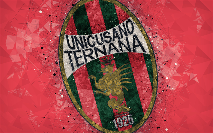 Ternana Calcio, Unicusano Ternana Calcio, 4k, logo, geometric art, Serie B, red abstract background, creative art, emblem, Italian football club, Terni, Italy, football