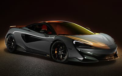 McLaren 600LT, 2019, new supercar, front view, gray sports coupe, new gray 600LT, British sports cars, McLaren