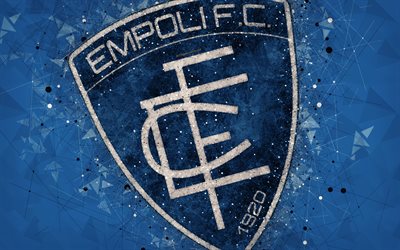 Empoli FC, 4k, logo, geometric art, Serie B, blue abstract background, creative art, emblem, Italian football club, Empoli, Italy, football