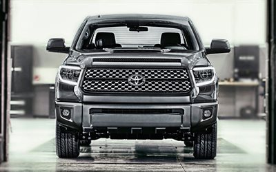 Toyota Tundra, 2019, exterior, front view, new gray Tundra, american pickup truck, suv, Japanese cars, Toyota