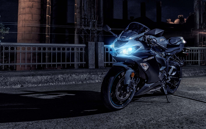 &quot;kawasaki ninja zx-6r, 4k -, nacht -, superbike, 2019 fahrr&#228;der, japanische motorr&#228;der, 2019 kawasaki ninja zx-6r, kawasaki