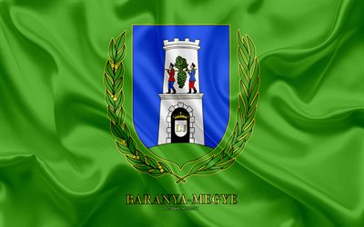 旗のBaranya, 4k, 絹の旗を, ハンガリー郡, シルクの質感, Baranyaフラグ, ハンガリー, グランジア, Baranya, 国ハンガリー