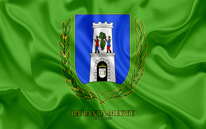 Bandera de Baranya, 4k, bandera de seda, h&#250;ngaro condado, de seda textura, Baranya bandera, Hungr&#237;a, grunge arte, Baranya, los Condados de Hungr&#237;a