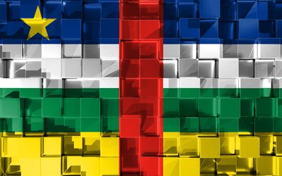 Flag of Central African Republic, 3d flag, 3d cubes texture, Flags of African countries, 3d art, Central African Republic, Africa, 3d texture, Central African Republic flag