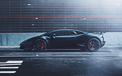 Lamborghini Huracan, side view, raceway, Bilar 2018, tuning, bilar, gr&#229; Huracan, supercars, italienska bilar, Lamborghini