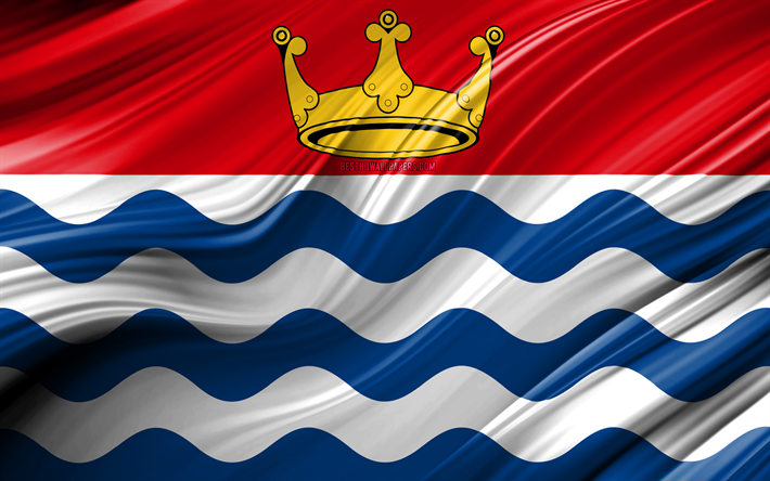 4k, Greater London flag, english counties, 3D waves, Flag of Greater London, Counties of England, Greater London County, administrative districts, Greater London 3D flag, Europe, England, Greater London