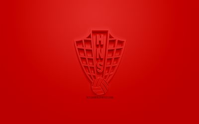 Croatia national football team, creative 3D logo, red background, 3d emblem, Croatia, Europe, UEFA, 3d art, football, stylish 3d logo