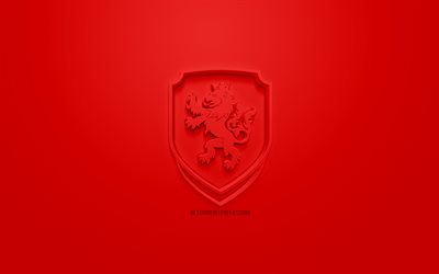 Czech Republic national football team, creative 3D logo, red background, 3d emblem, Czech Republic, Europe, UEFA, 3d art, football, stylish 3d logo