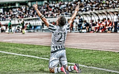 Paulo Dybala, la Juventus FC, footballeur Argentin, attaquant, Serie A, un but, un terrain de football, l&#39;Italie, la Juventus Dybala
