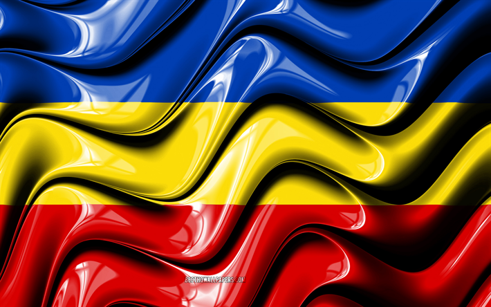 Canar bandeira, 4k, Prov&#237;ncias do Equador, distritos administrativos, Bandeira de Canar, Arte 3D, Canar Prov&#237;ncia, ecuadorian prov&#237;ncias, Canar 3D bandeira, Equador, Am&#233;rica Do Sul, Canar