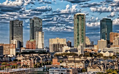 Fort Worth, 4k, cityscapes, modern buildings, american cities, City of Fort Worth, Texas, America, HDR, USA
