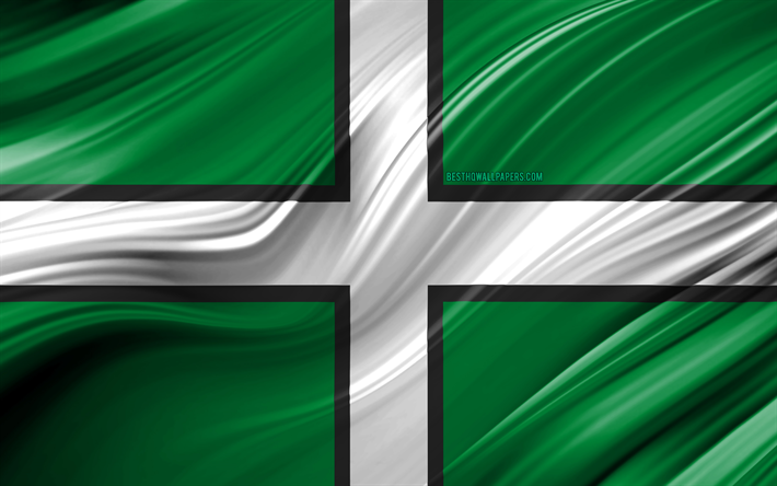 4k, Devon bandeira, munic&#237;pios ingl&#234;s, 3D ondas, Bandeira de Devon, Condados da Inglaterra, Condado De Devon, distritos administrativos, Devon 3D bandeira, Europa, Inglaterra, Devon