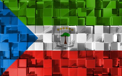 Flag of Equatorial Guinea, 3d flag, 3d cubes texture, Flags of African countries, 3d art, Equatorial Guinea, Africa, 3d texture, Equatorial Guinea flag
