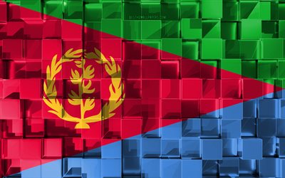 Bandeira da Eritreia, 3d bandeira, 3d textura cubos, Bandeiras de países Africanos, Arte 3d, Eritreia, África, Textura 3d, Eritreia bandeira
