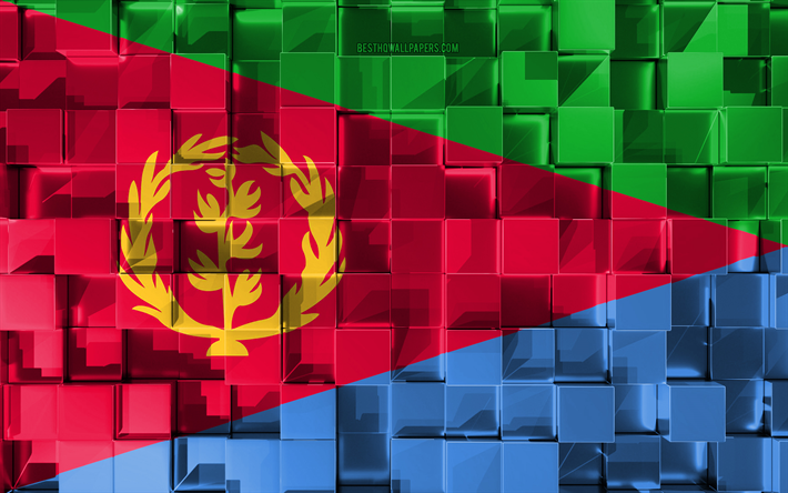 Flag of Eritrea, 3d flag, 3d cubes texture, Flags of African countries, 3d art, Eritrea, Africa, 3d texture, Eritrea flag