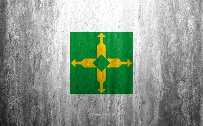 Flag of Federal District, 4k, stone background, Brazilian state, grunge flag, Federal District State flag, Brazil, grunge art, Federal District, flags of Brazilian states