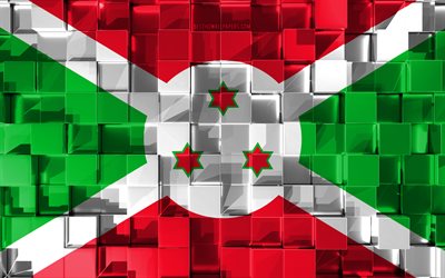Flag of Burundi, 3d flag, 3d cubes texture, Flags of African countries, 3d art, Burundi, Africa, 3d texture, Burundi flag