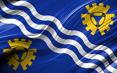 4k, Merseyside flag, english counties, 3D waves, Flag of Merseyside, Counties of England, Merseyside County, administrative districts, Merseyside 3D flag, Europe, England, Merseyside