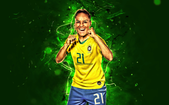 Monica Hickmann, Squadra Nazionale del Brasile, fan art, calcio, calciatori, luci al neon, Monica Hickmann Alves, Brasiliano, calcio di squadra, calcio femminile