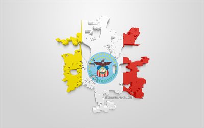 Columbus map silhouette, 3d flag of Columbus, American city, 3d art, Columbus 3d flag, Ohio, USA, Columbus, geography, flags of US cities