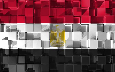 Bandiera dell&#39;Egitto, 3d, bandiera, cubetti di grana, le Bandiere dei paesi Africani, 3d arte, Egitto, Africa, texture 3d, Egitto bandiera