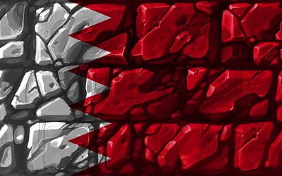 Bahre&#239;n drapeau, brickwall, 4k, les pays d&#39;Asie, symbole national, le Drapeau de Bahre&#239;n, de cr&#233;ativit&#233;, de Bahre&#239;n, de l&#39;Asie, de Bahre&#239;n 3D drapeau