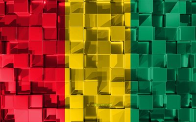 Flagga Guinea, 3d-flagga, 3d kuber konsistens, Flaggor i Afrikanska l&#228;nder, 3d-konst, Guinea, Afrika, 3d-textur, Guineas flagga