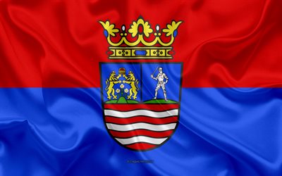 Bandeira de Gyor-Moson-Sopron, 4k, seda bandeira, H&#250;ngaro condado, textura de seda, Gyor-Moson-Sopron bandeira, Hungria, grunge arte, Gyor-Moson-Sopron, Condados da Hungria