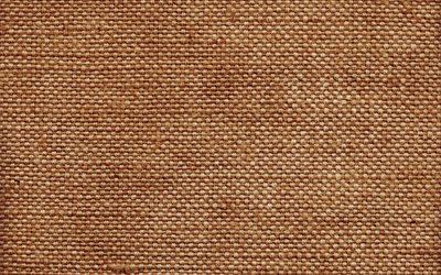 茶色のsackcloth, 4k, 茶色の生地, burlap袋, sackcloth質感, 布の背景, 生地の質感, 茶色の背景