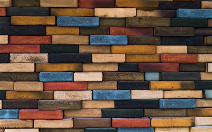de madera de colores de la pared, 4k, de madera, de texturas, de colores tableros de madera, macro, madera de colores de fondo, las tablas de madera de fondo