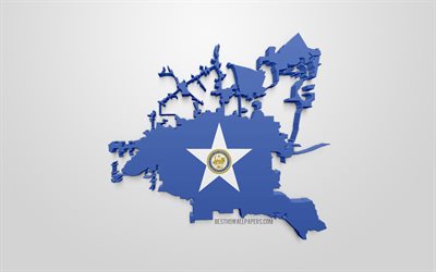 Houston map silhouette, 3d flag of Houston, American city, 3d art, Houston 3d flag, Texas, USA, Houston, geography, flags of US cities