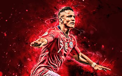 Alexis Sanchez, 2019, Chile National Team, Alexis, soccer, footballers, Alexis Alejandro Sanchez Sanchez, neon lights, 2019 Copa America, abstract art, Chilean football team